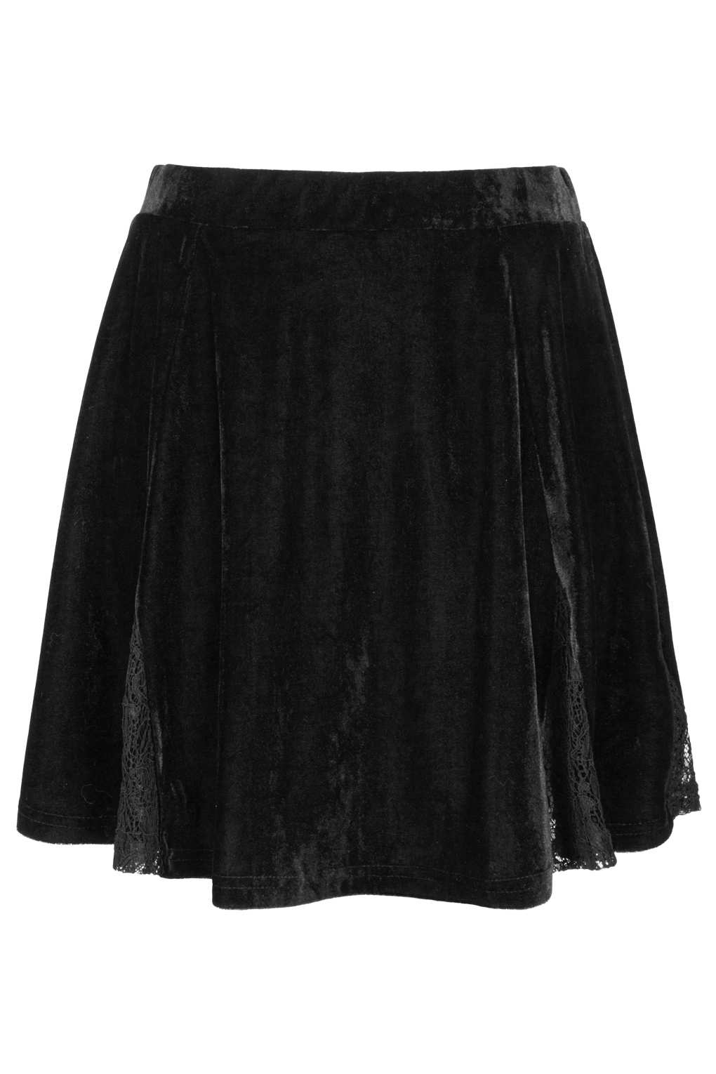 Lyst - Topshop Lace Velvet Skater Skirt in Black