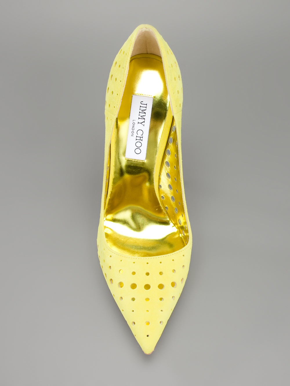 Lyst Jimmy choo Perforated Pumps in Yellow