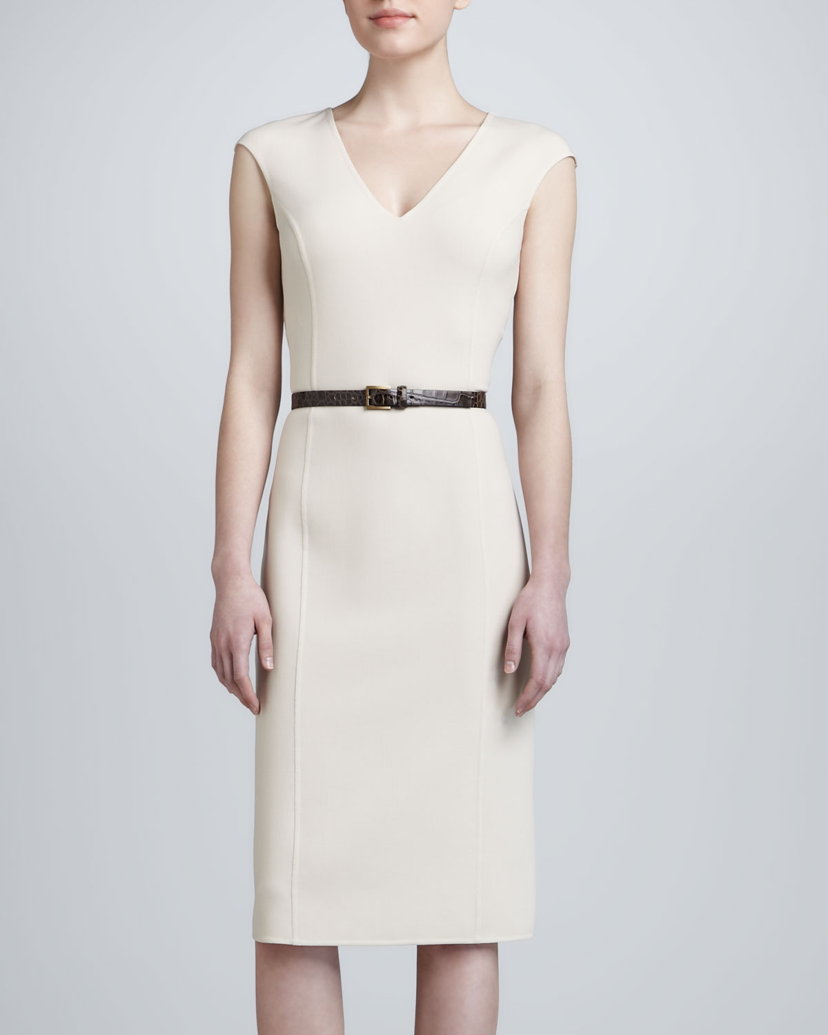 Lyst Michael Kors Vneck Capsleeve Sheath Dress In White Gallery