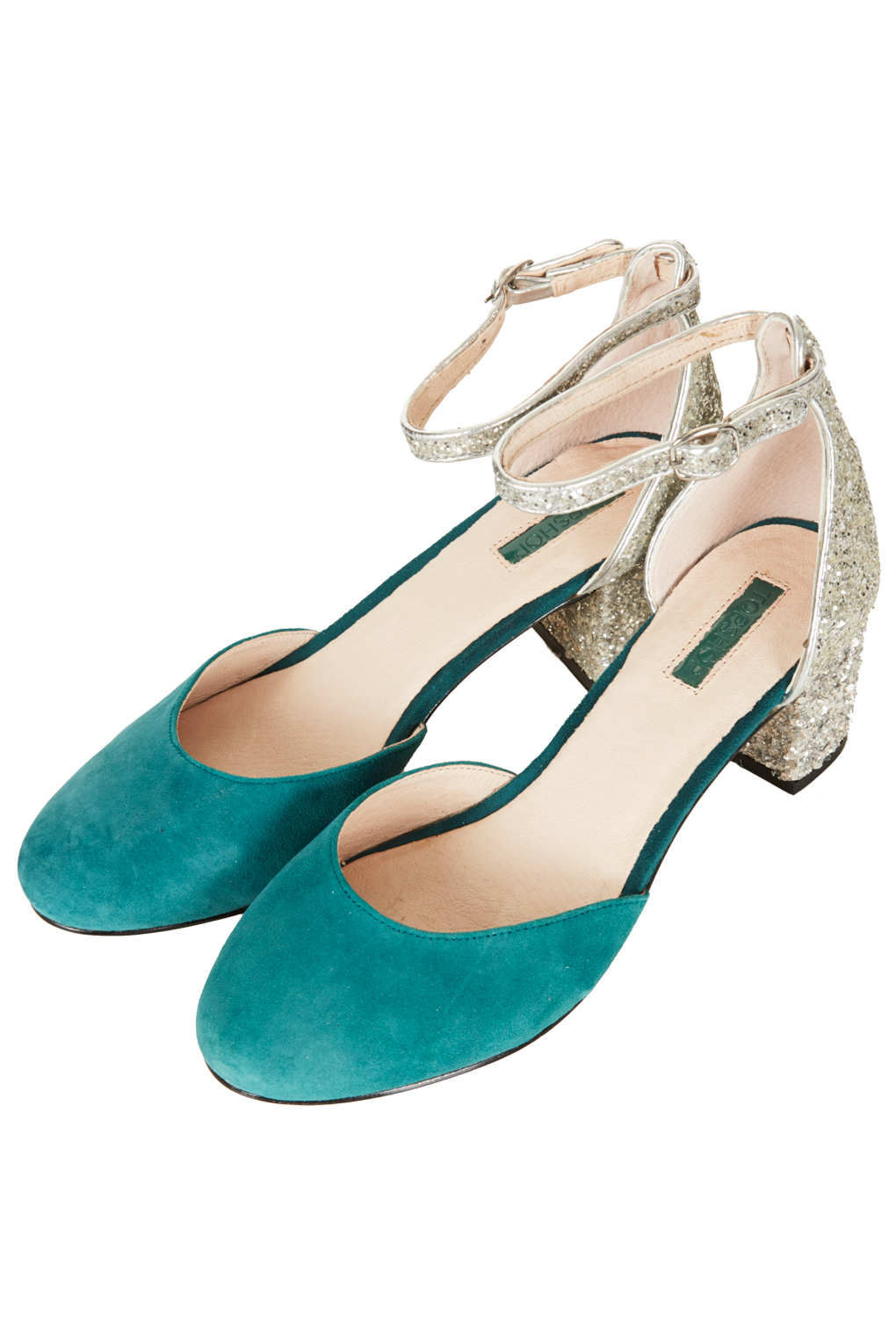 teal glitter heels