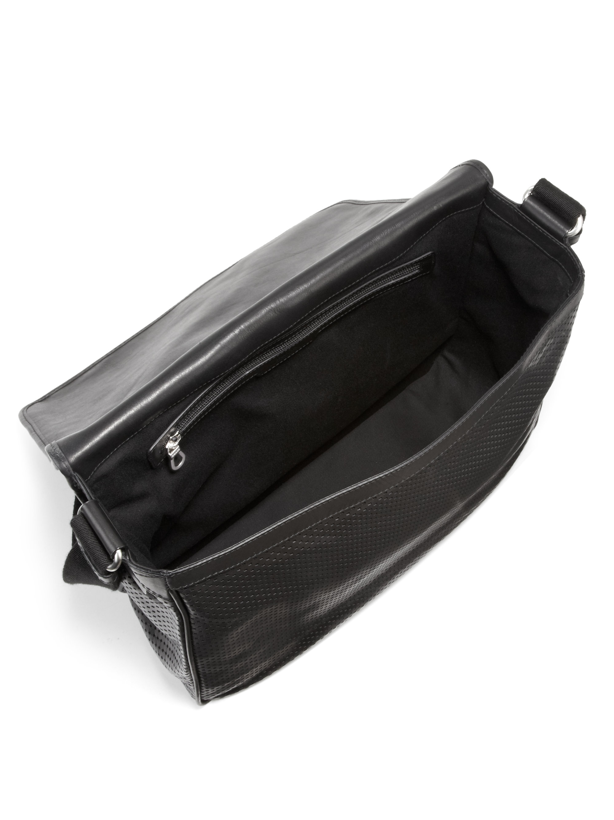 Bally Perforated Leather Messenger in Black for Men Lyst