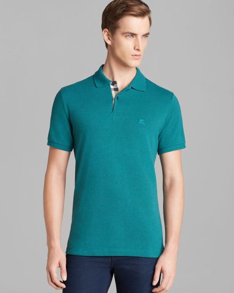 Burberry Brit Shortsleeve Slim Polo in Blue for Men (Teal Green) | Lyst
