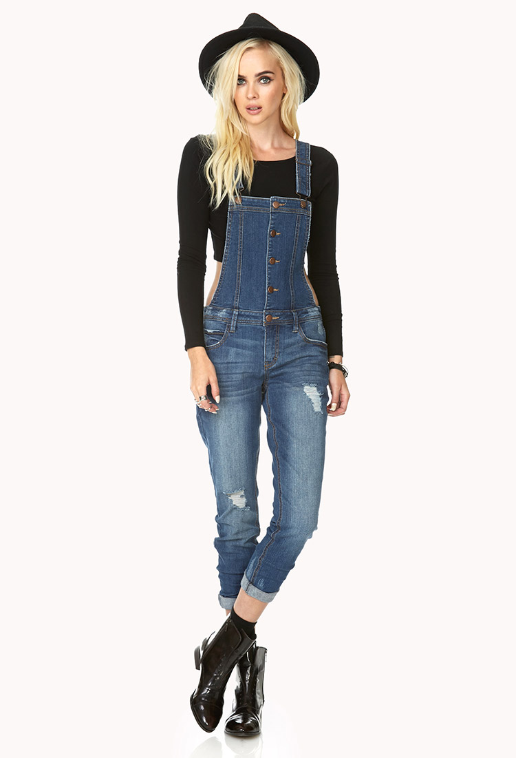 forever 21 distressed overalls
