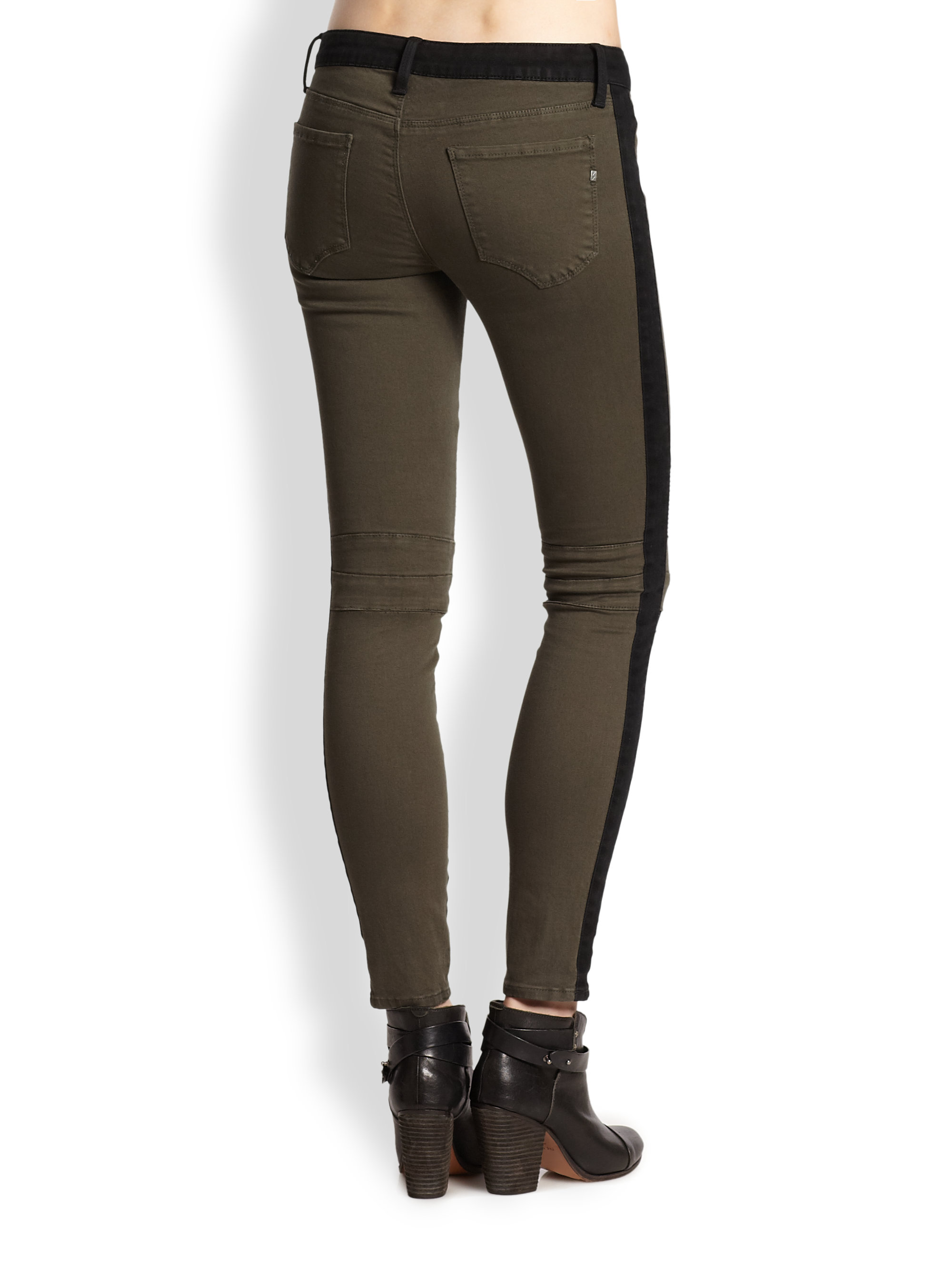Lyst denim Chrome Moto Colorblock Skinny Jeans in Green