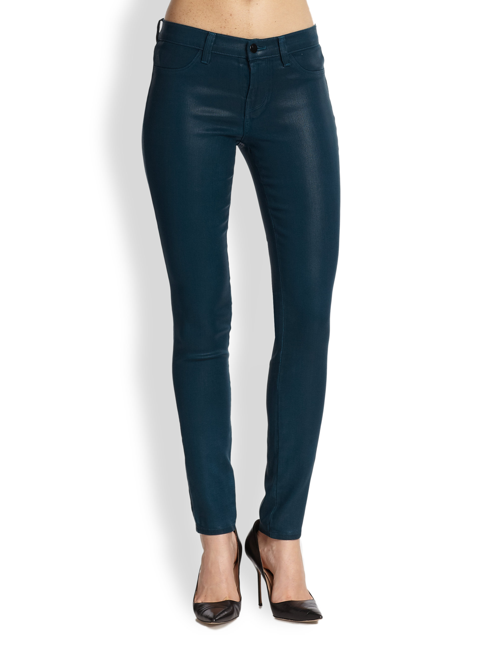 J Brand Coated Super Skinny Jeans in (LACQUARED HEMLOCK) | Lyst