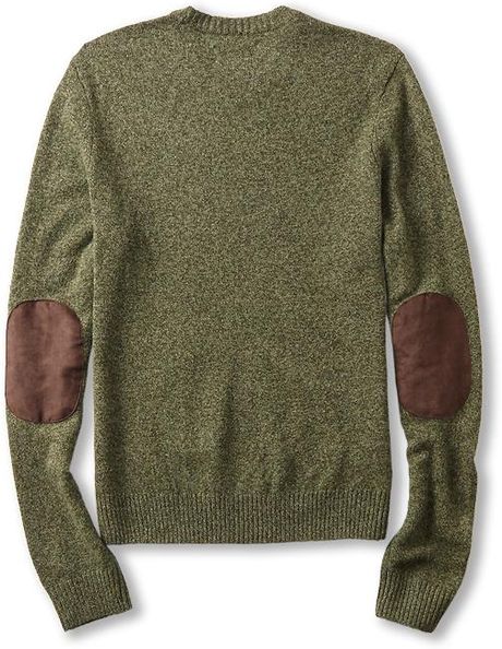 Original Penguin Long Sleeve Crew Neck Sweater with Suede Elbow Patches in Green for Men (Olive 