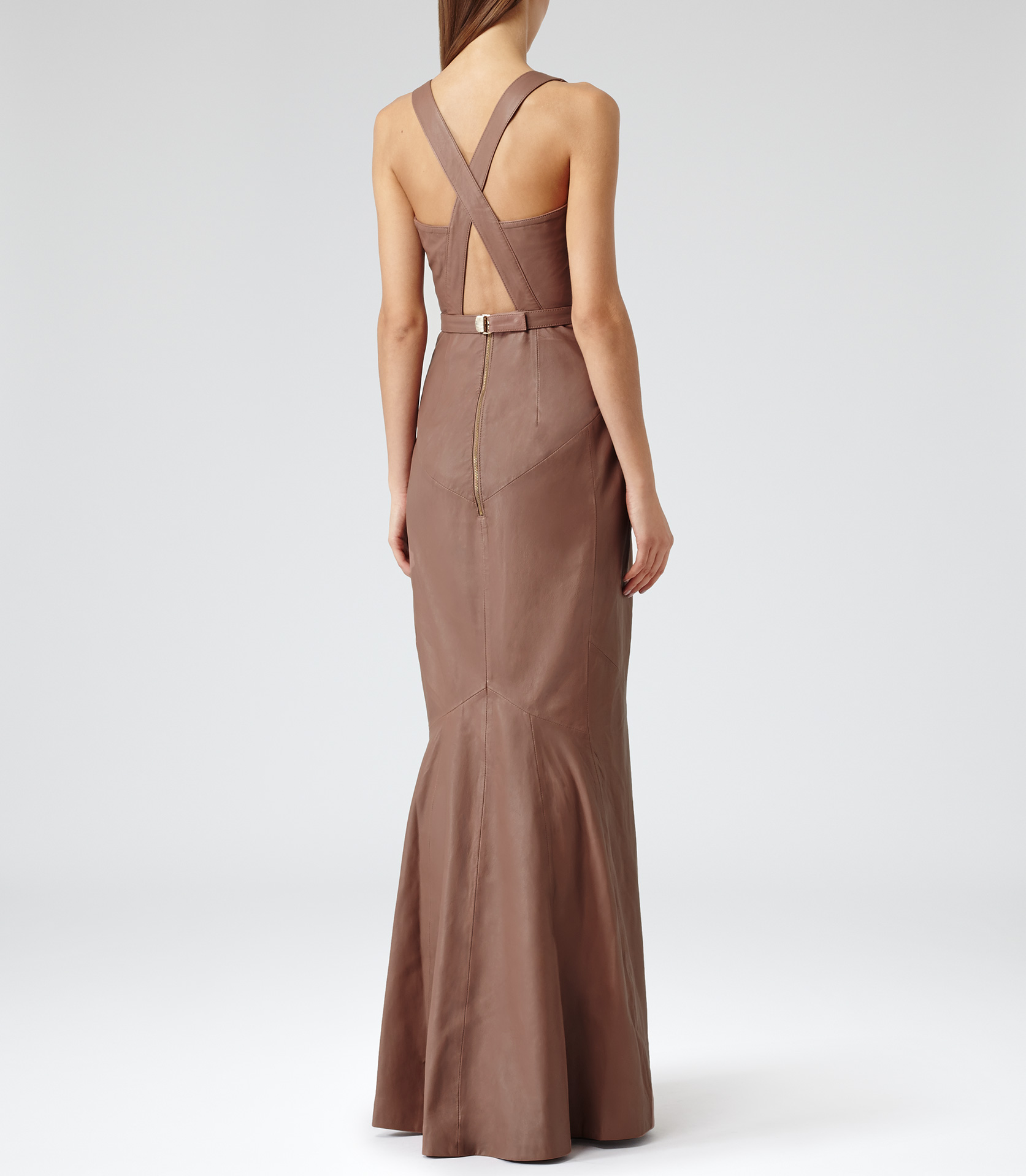 Reiss Hedra Leather Maxi Dress in Cognac (Brown) Lyst
