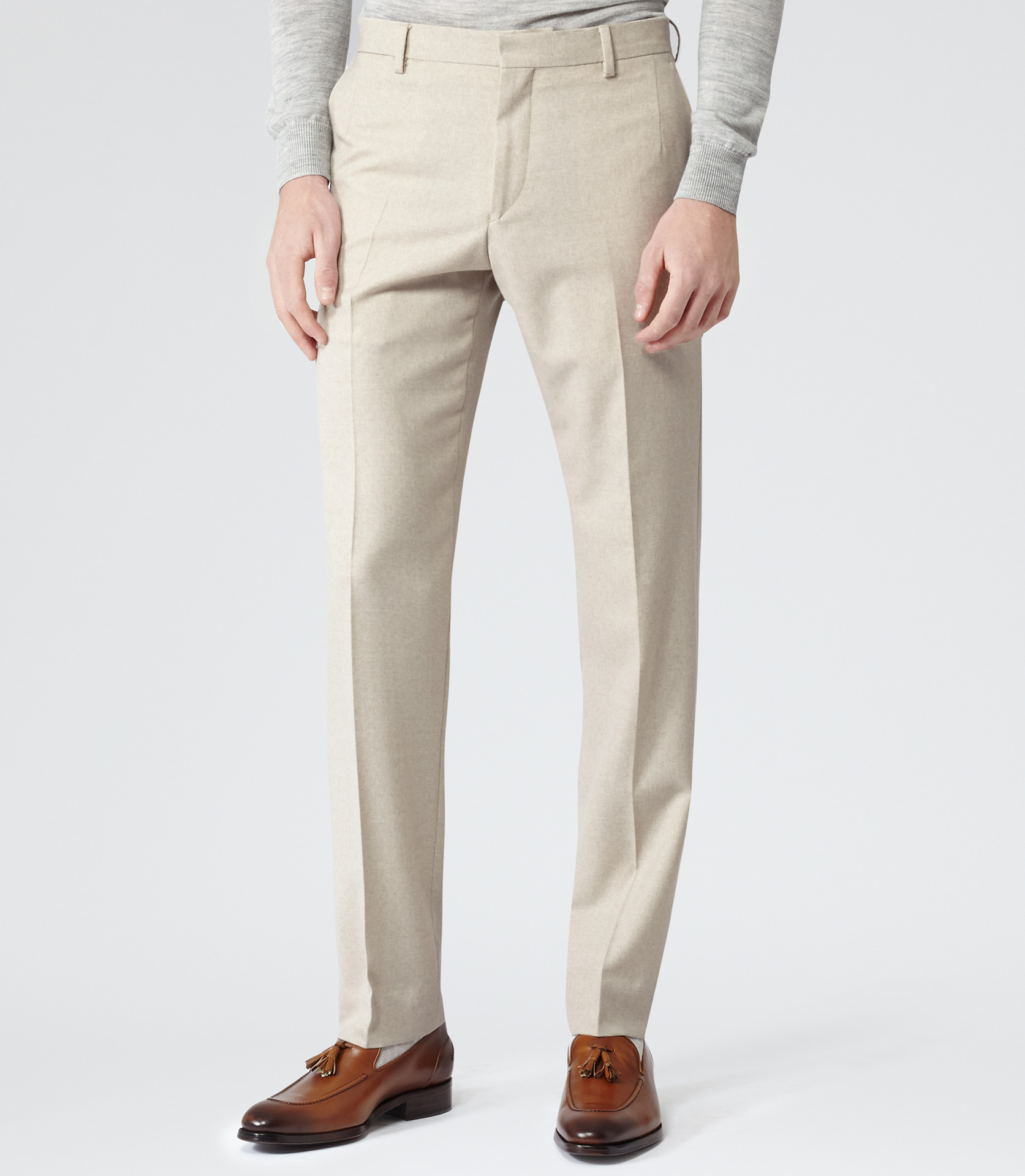 Reiss Gatsby T Pick Stitch Trousers in Natural for Men | Lyst