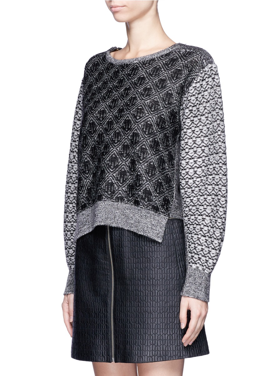 Lyst - Toga Jacquard Knit Wool Sweater in Gray