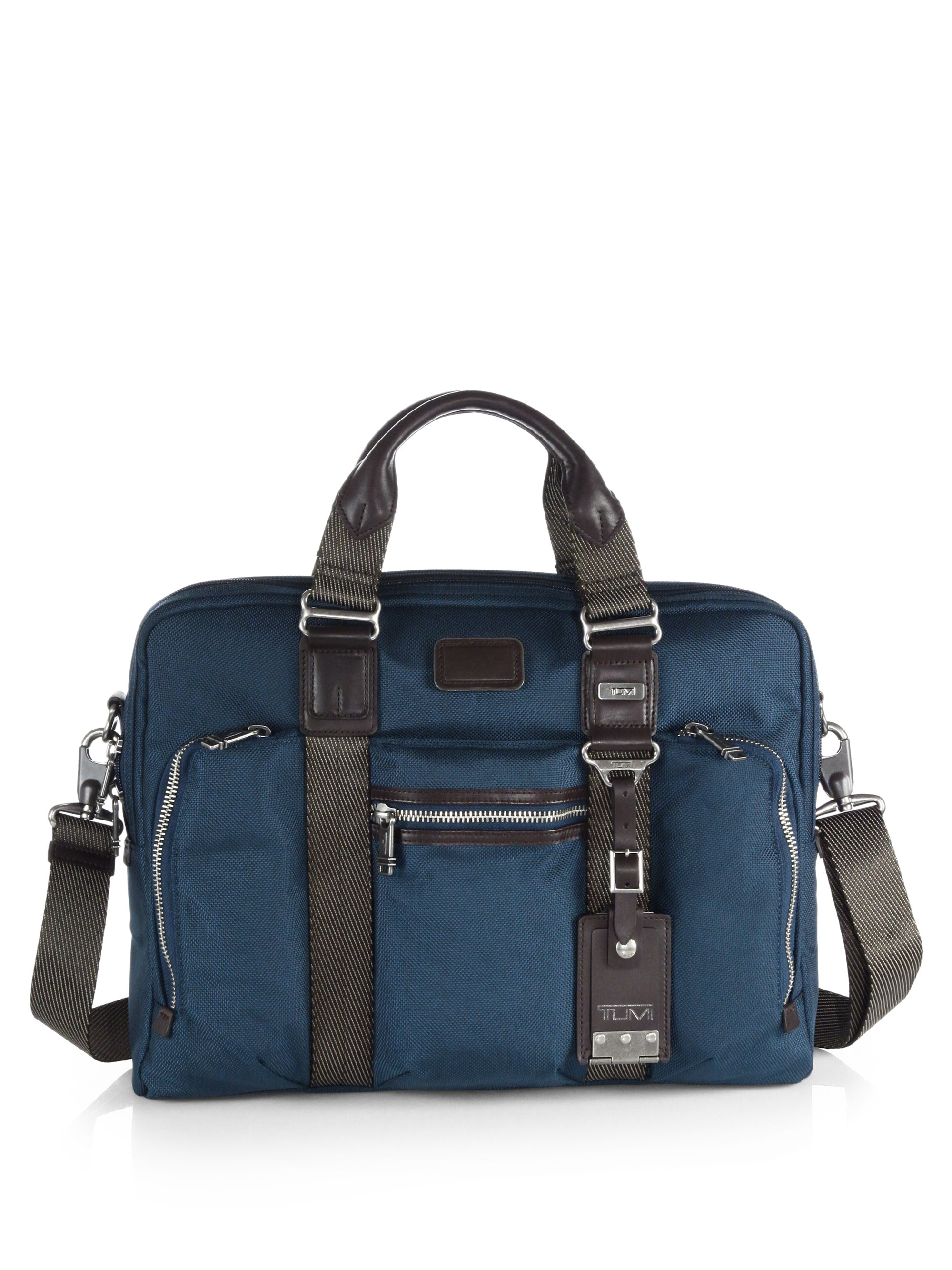 tumi blue briefcase