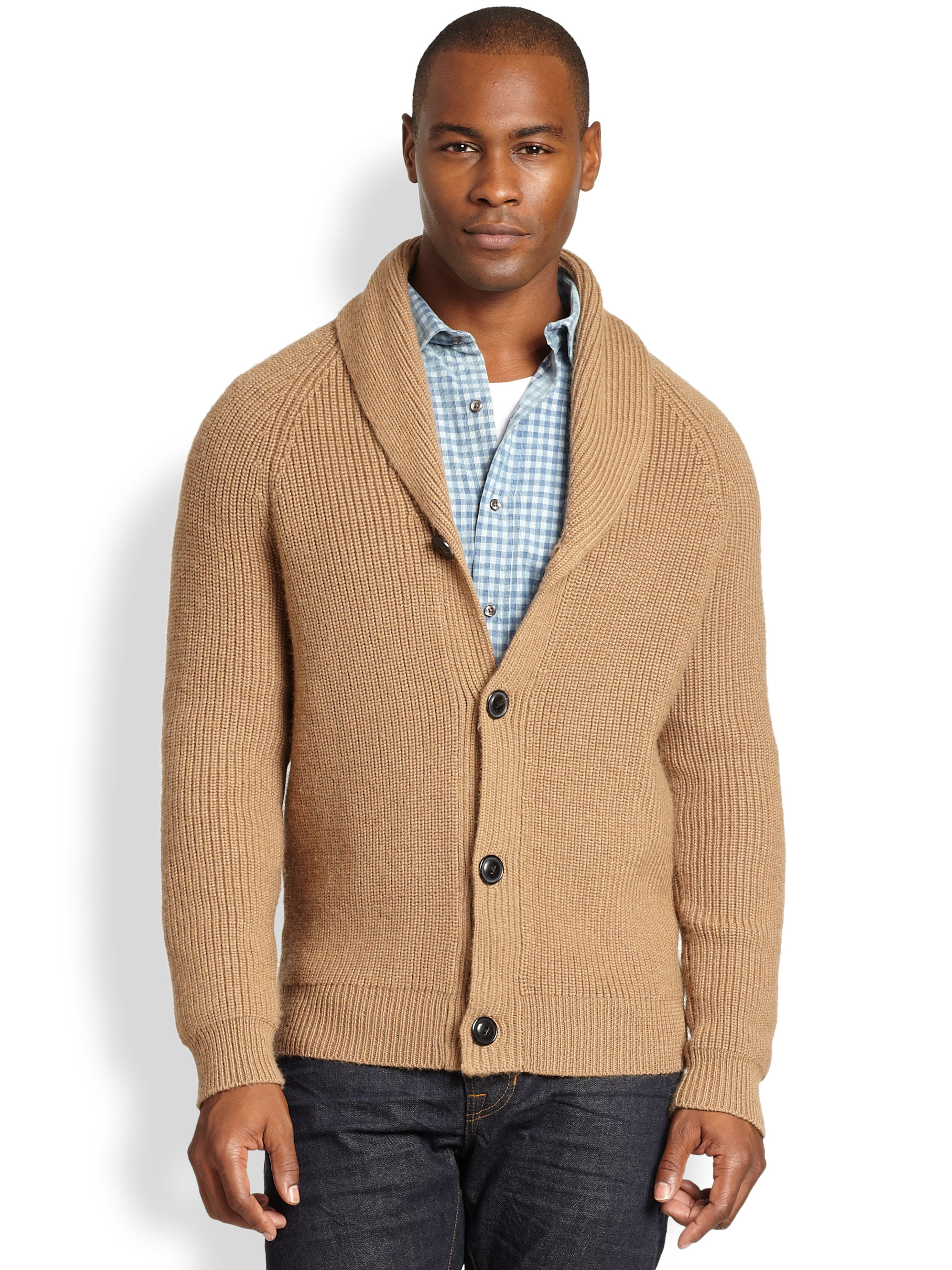 Vince Shawl Collar Cardigan in Brown for Men | Lyst