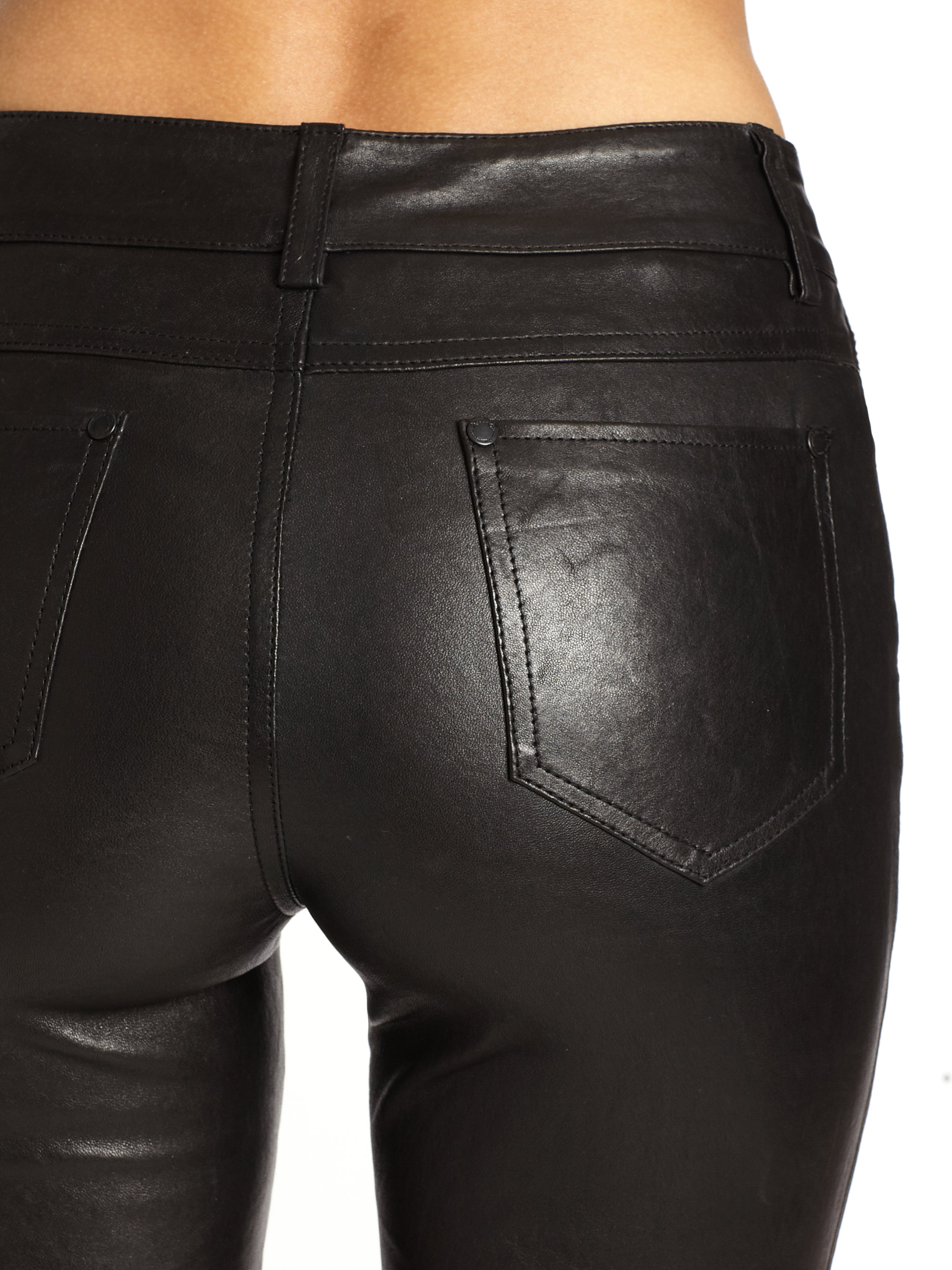 Lyst - Alice + Olivia Leather 5-Pocket Skinny Pants in Black
