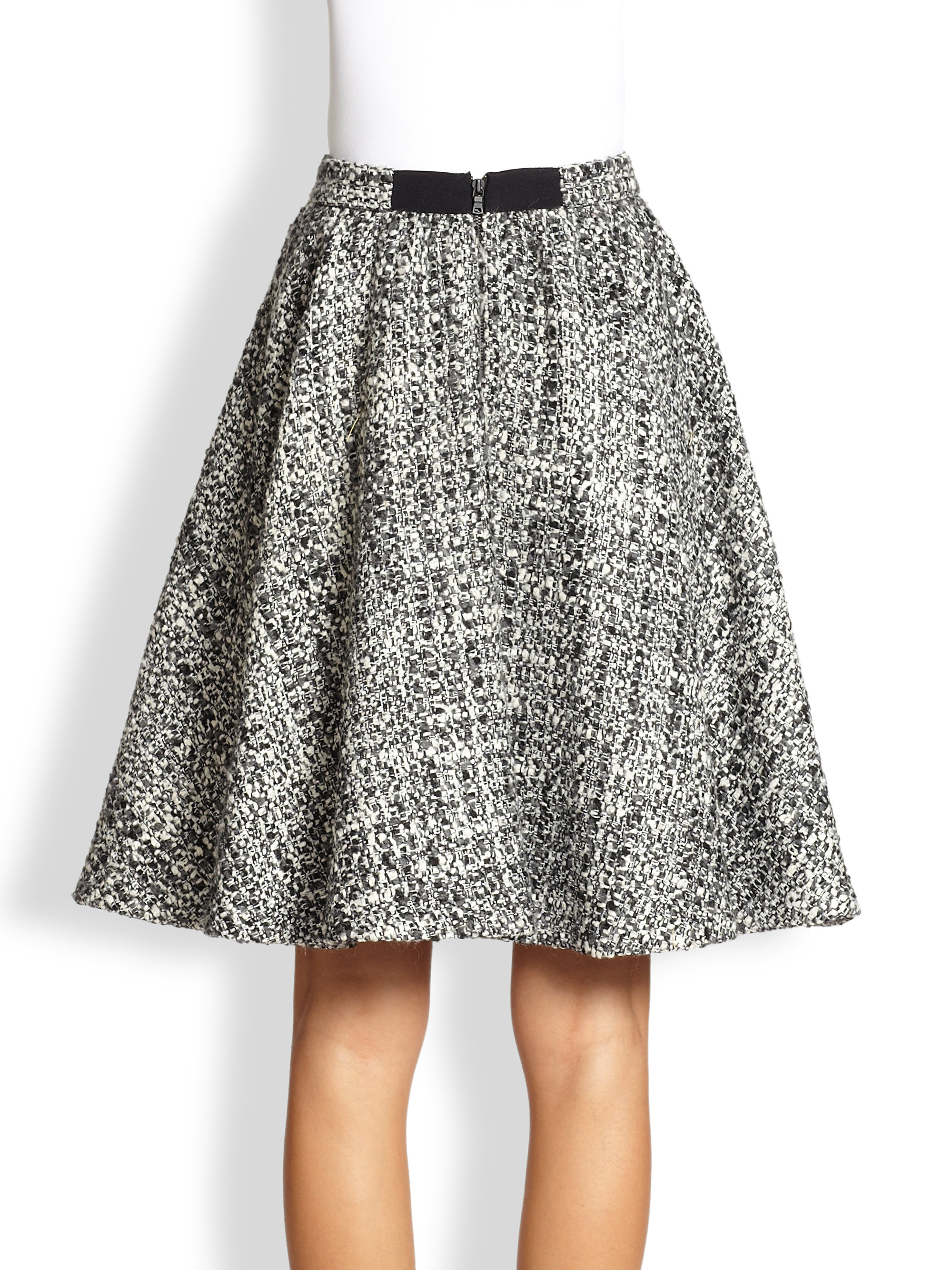 Olivia Ivy Flared Tweed Midi Skirt in 
