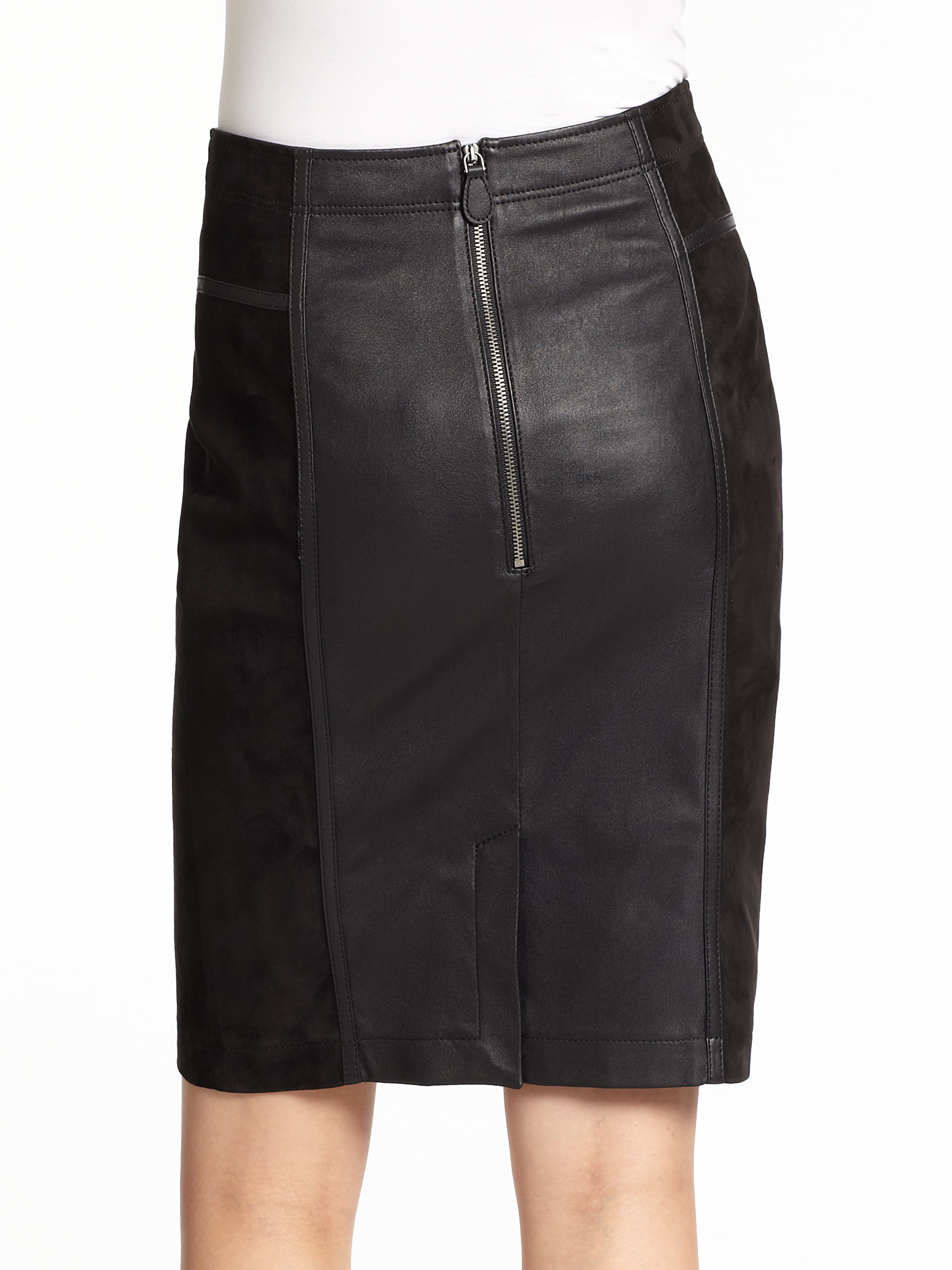 Burberry Brit Leather Suede Skirt in 