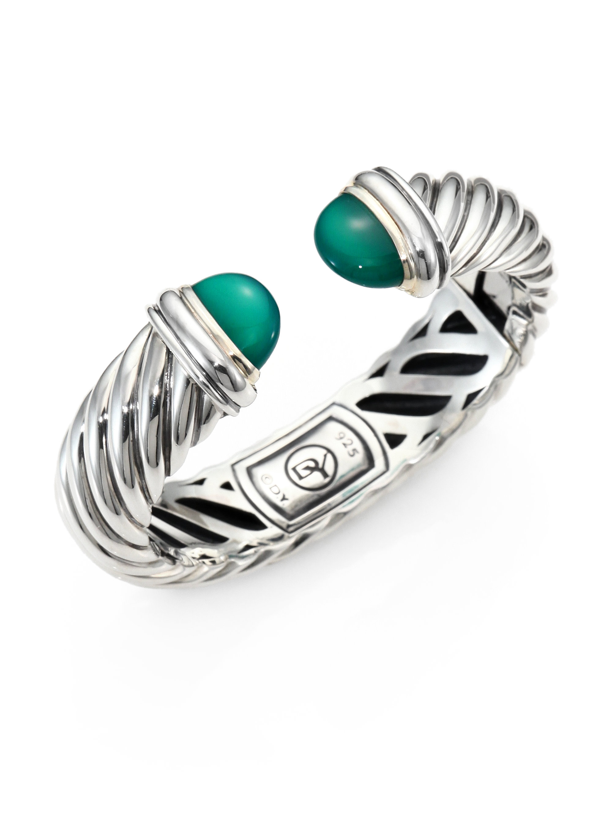David yurman green onyx sterling silver cuff bracelet in silver silver
