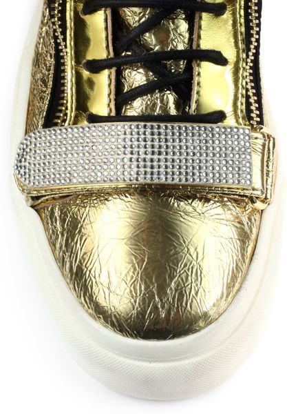 Giuseppe Zanotti Foiled Leather Hightop Sneakers in Gold for Men | Lyst
