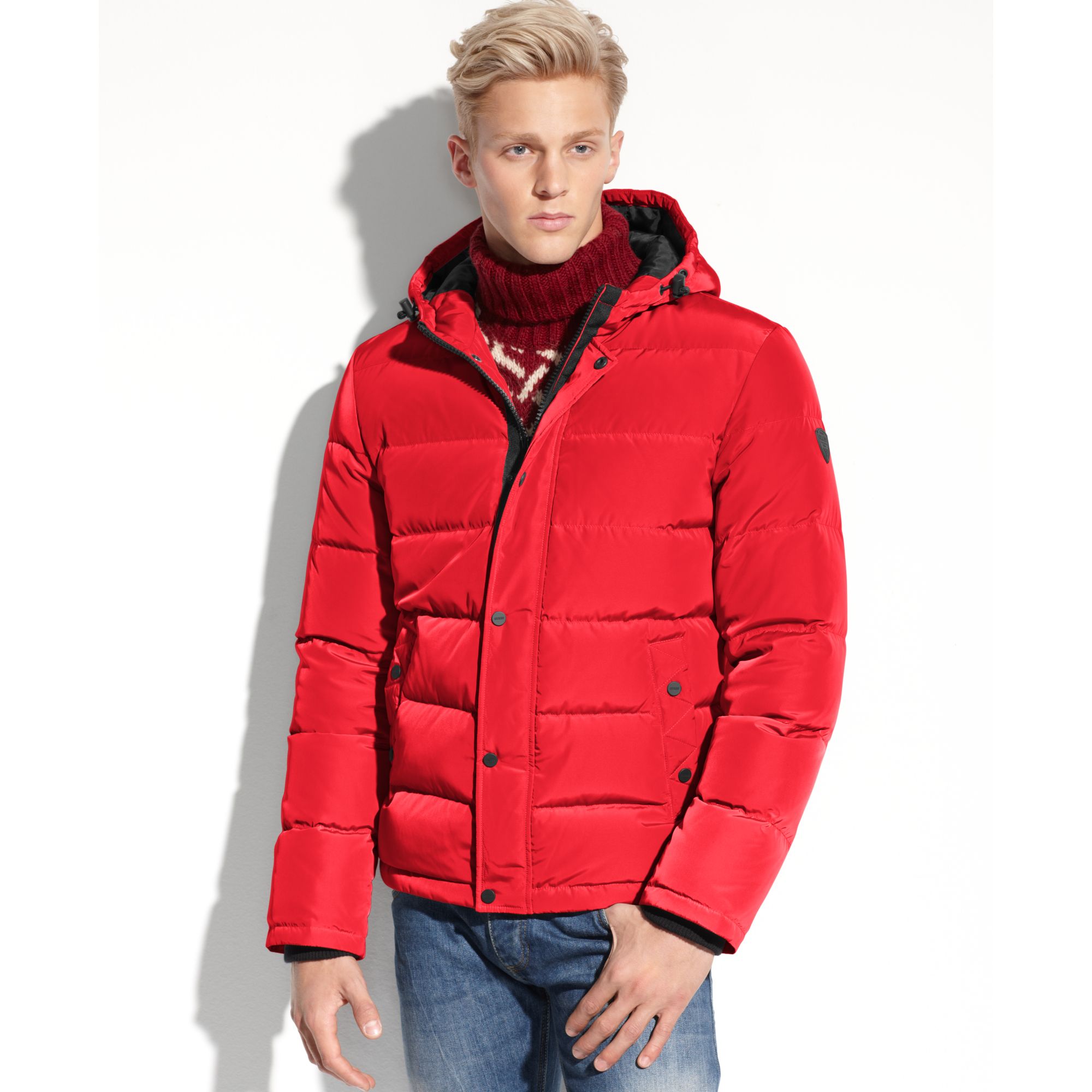 guess red jacket mens