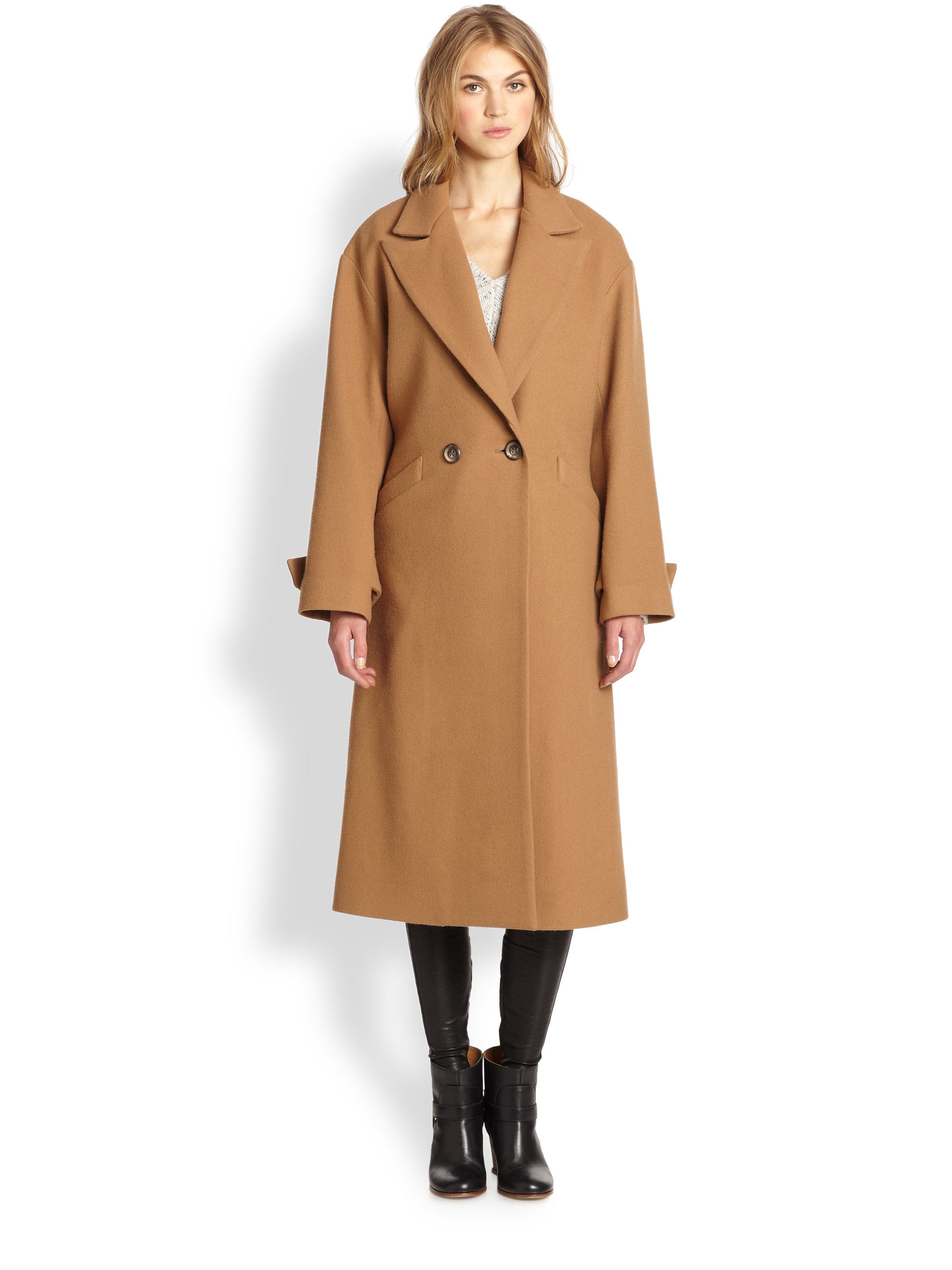 Mason By Michelle Mason Oversized Stretch-Wool Maxi Coat in Brown ...