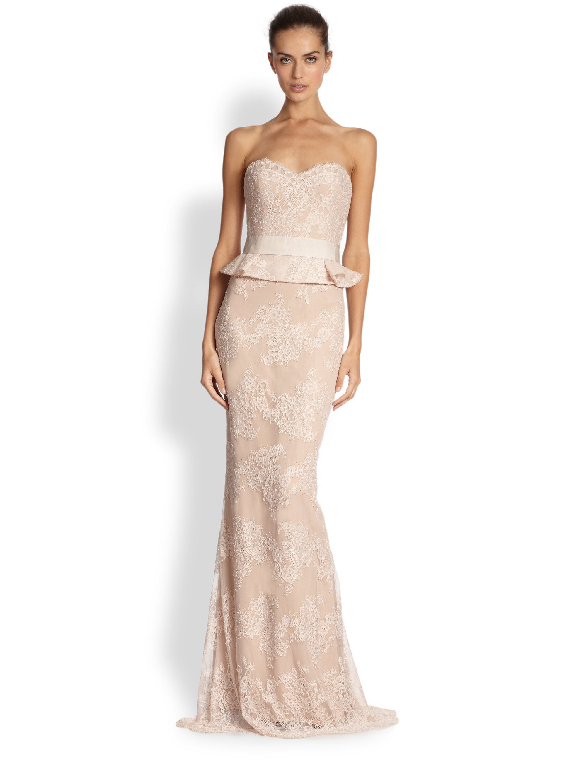 lace gown with peplum