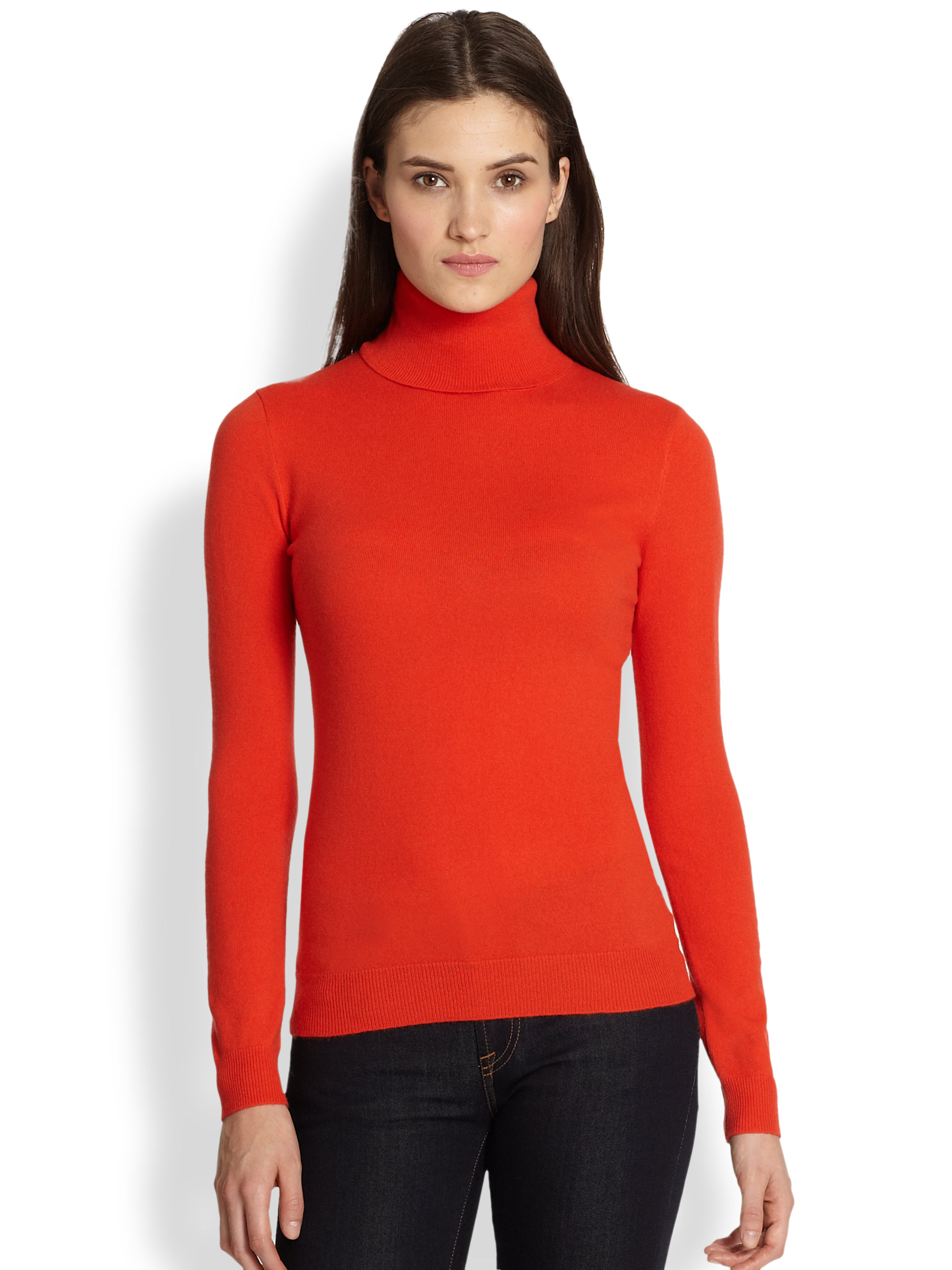 Ralph Lauren Black Label Cashmere Turtleneck Sweater in Orange (Red) - Lyst