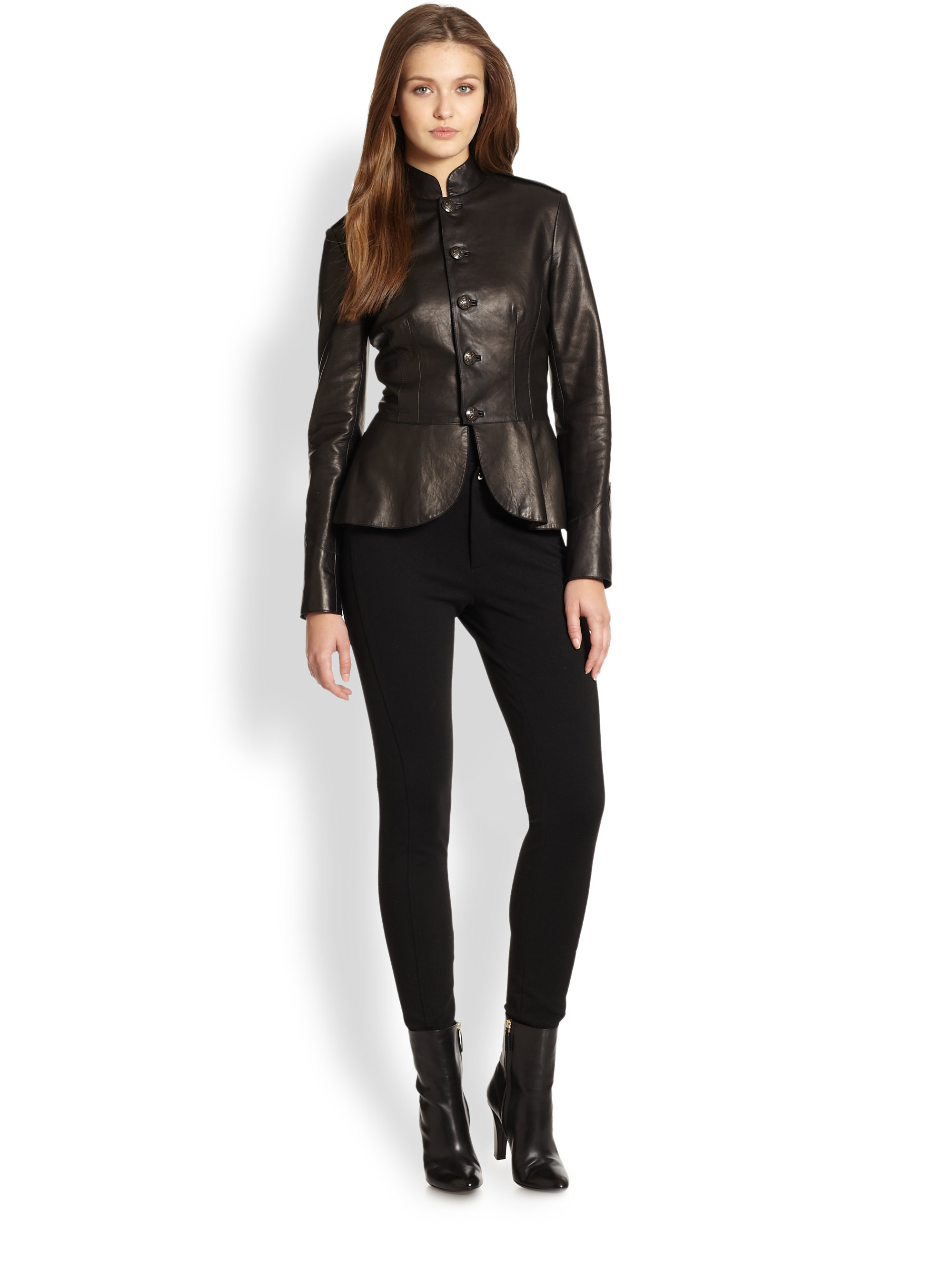 ralph lauren women's black leather jacket