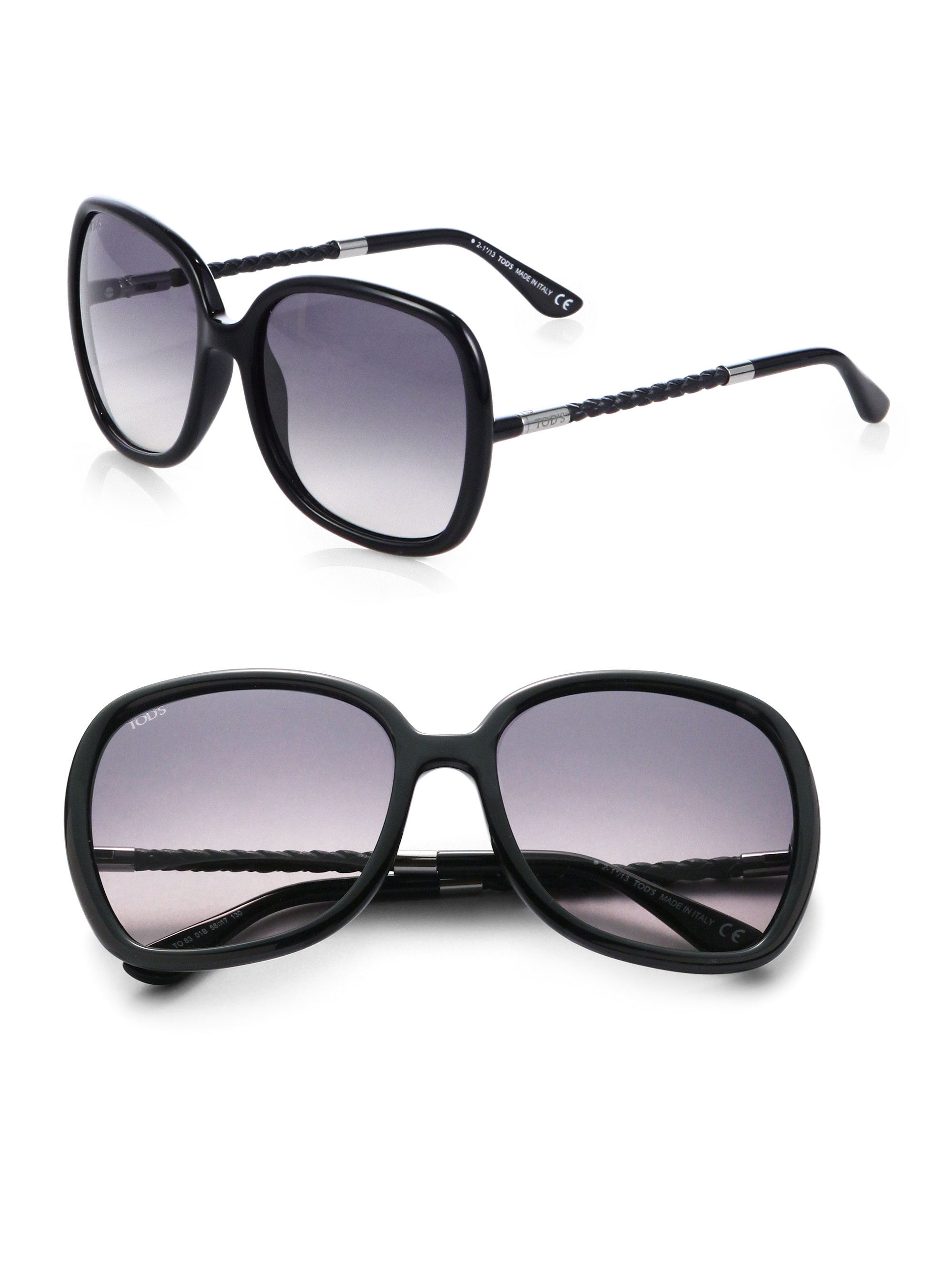 Tod's Braided Oversized Square Sunglasses in Black - Lyst