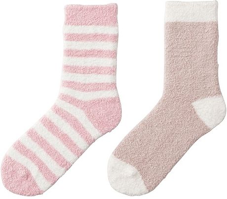 Uniqlo Fluffy Socks 2p Stripe in Pink | Lyst