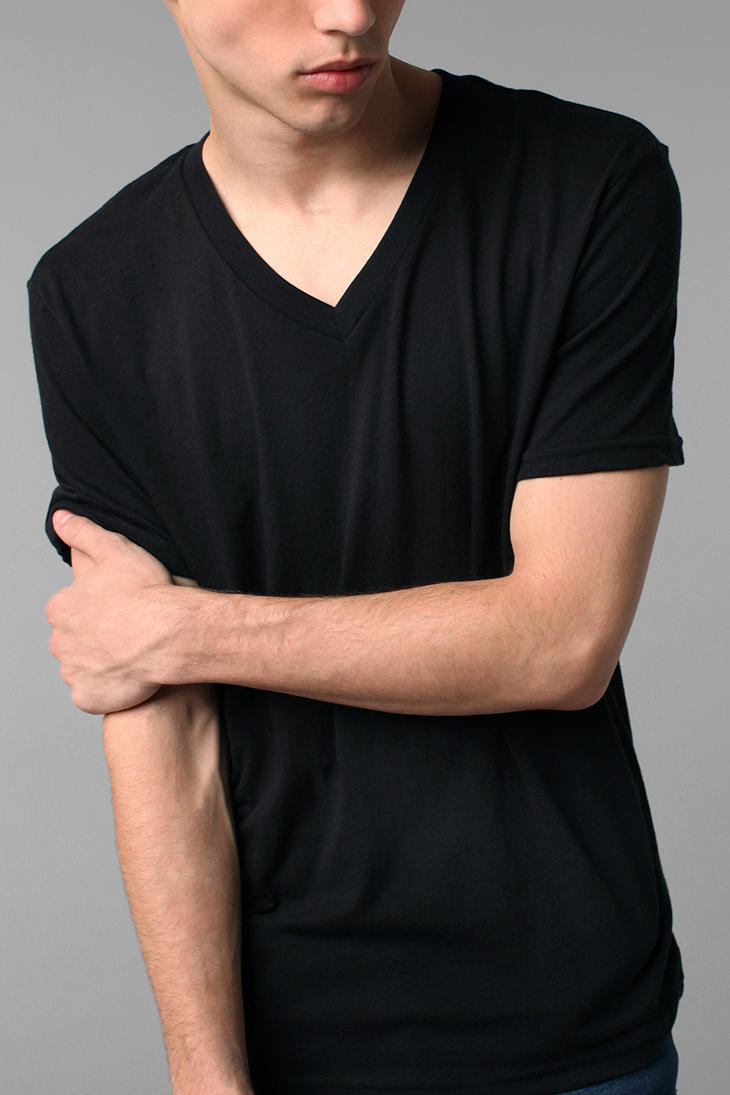 black slim fit v neck t shirt