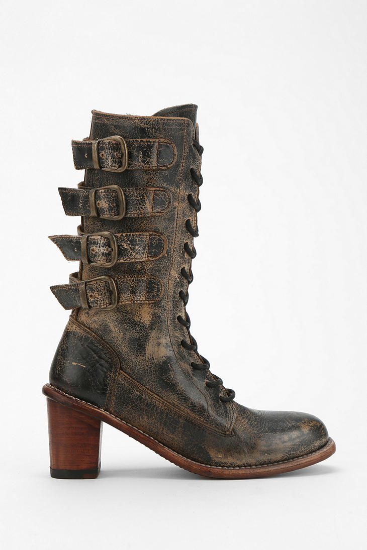 Urban Outfitters Bed Stu Fiona Distressed Buckle Boot in Black (Brown