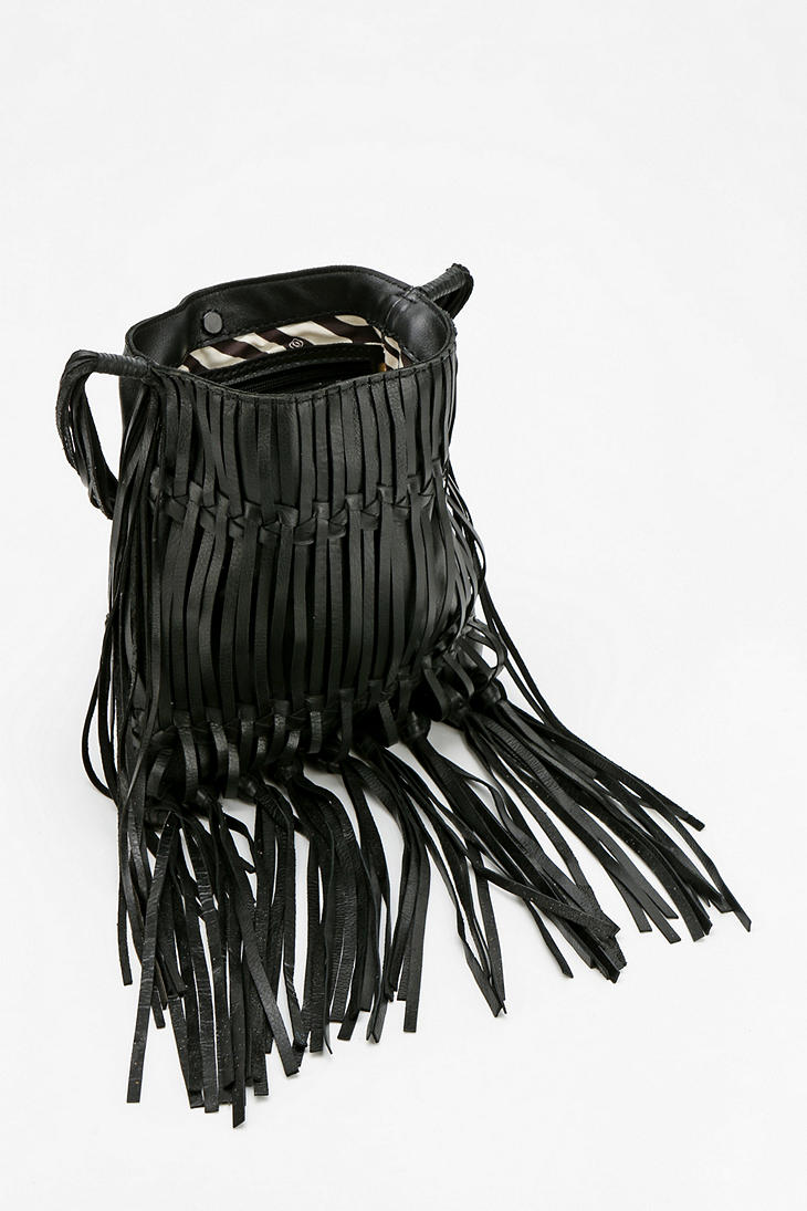 Lyst Urban Outers Daisy Leather Fringe Crossbody Bag In Black Gallery