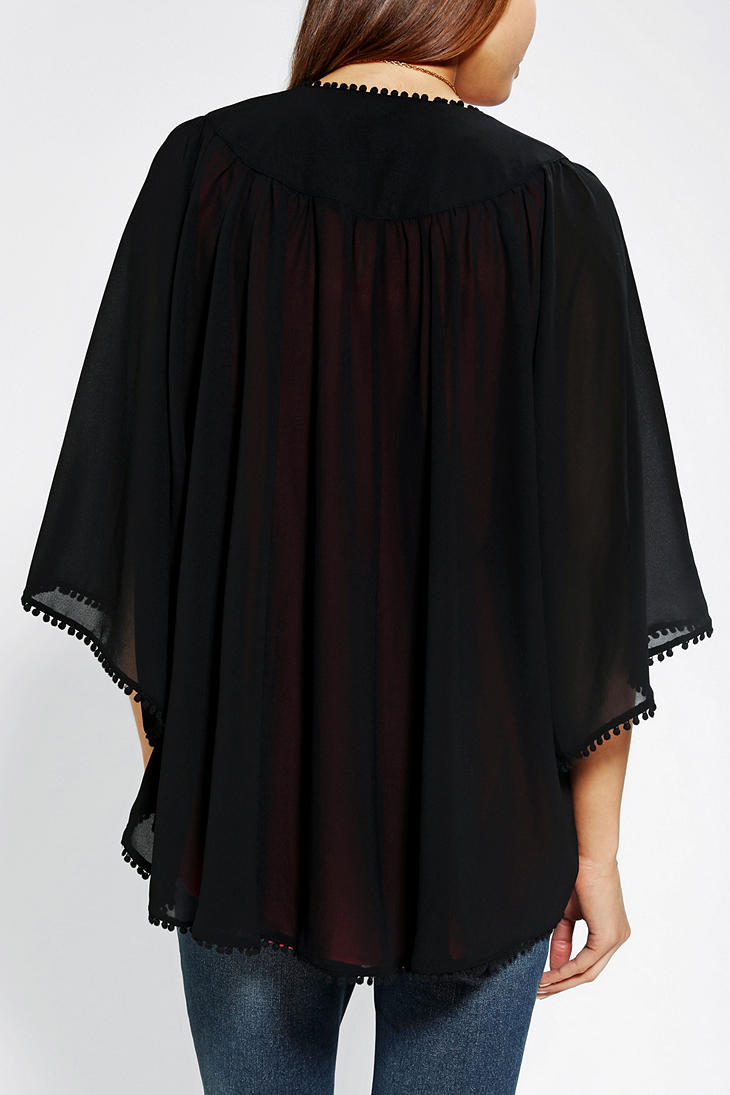 Lyst Urban Outfitters Ecote Chiffon Kimono Jacket in Black