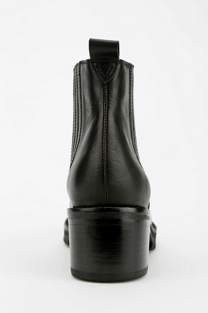 treaded low heel studded ankle boots