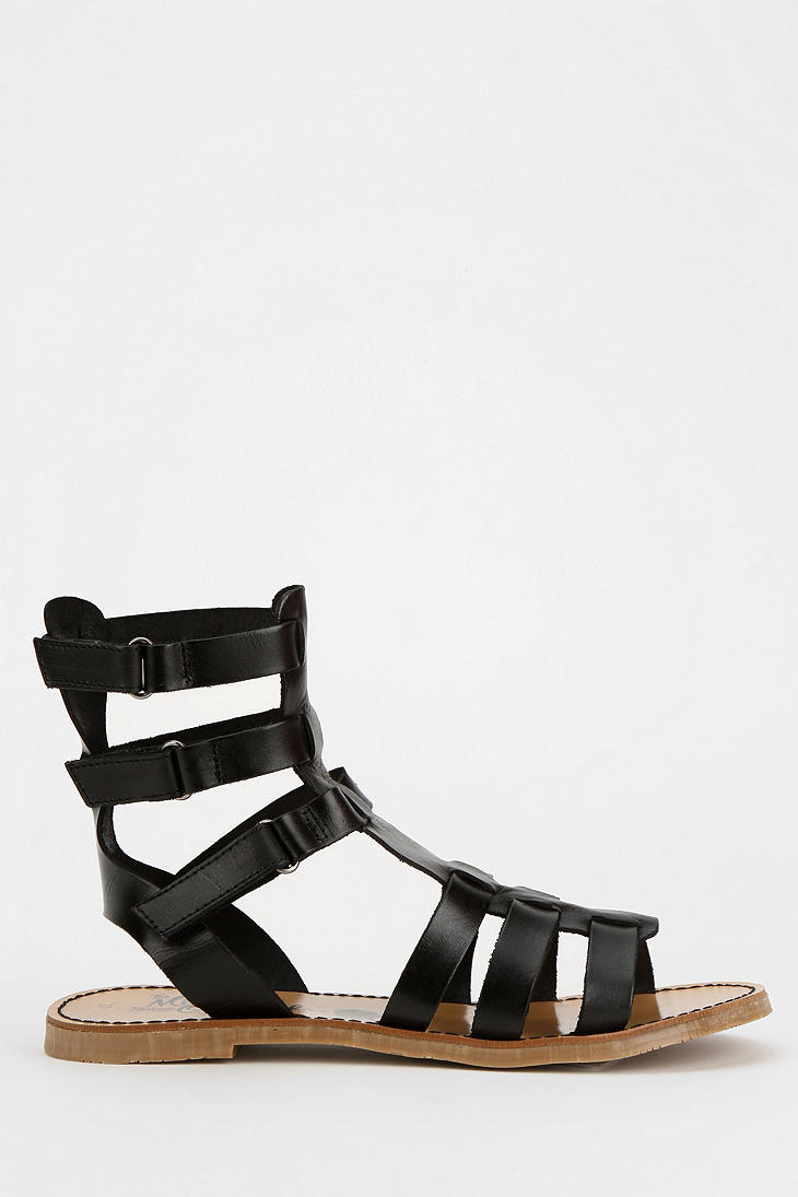 black caged sandals flat