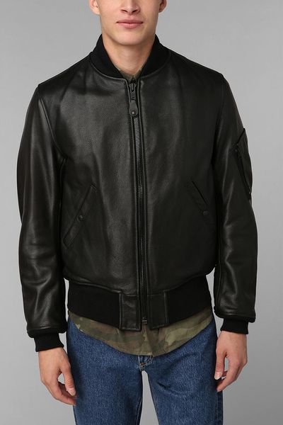 Urban Outfitters Schott Ma1 Bomber Leather Jacket in Black for Men | Lyst