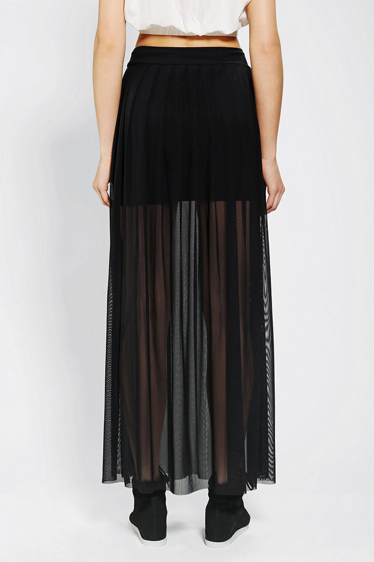 Urban Outfitters Silence Noise Illusion Mesh Maxi Skirt in Black - Lyst