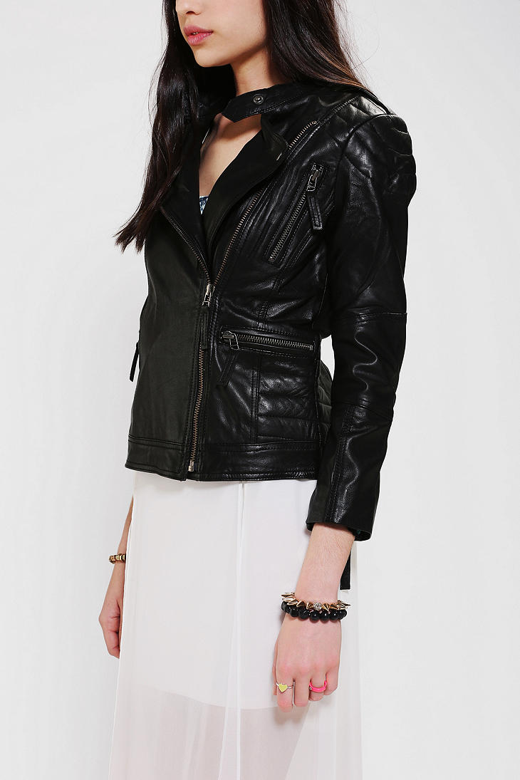 Urban Outfitters Sparkle Fade Leather Moto Jacket In Black Lyst Gallery