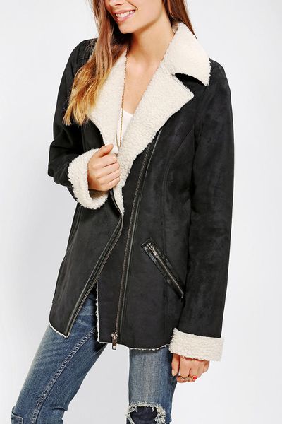 Urban Outfitters Staring At Stars Oversized Sherpa Moto Jacket in Black ...