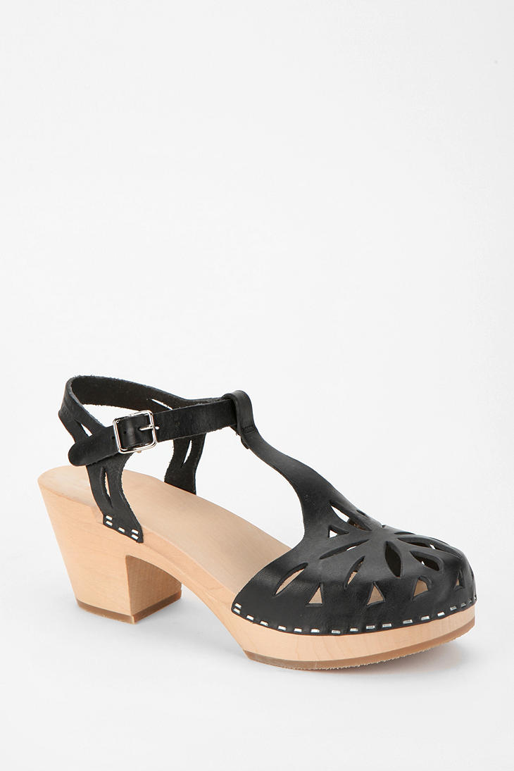 Lyst - Urban Outfitters Swedish Hasbeens Lacy Tstrap Sandal in Black