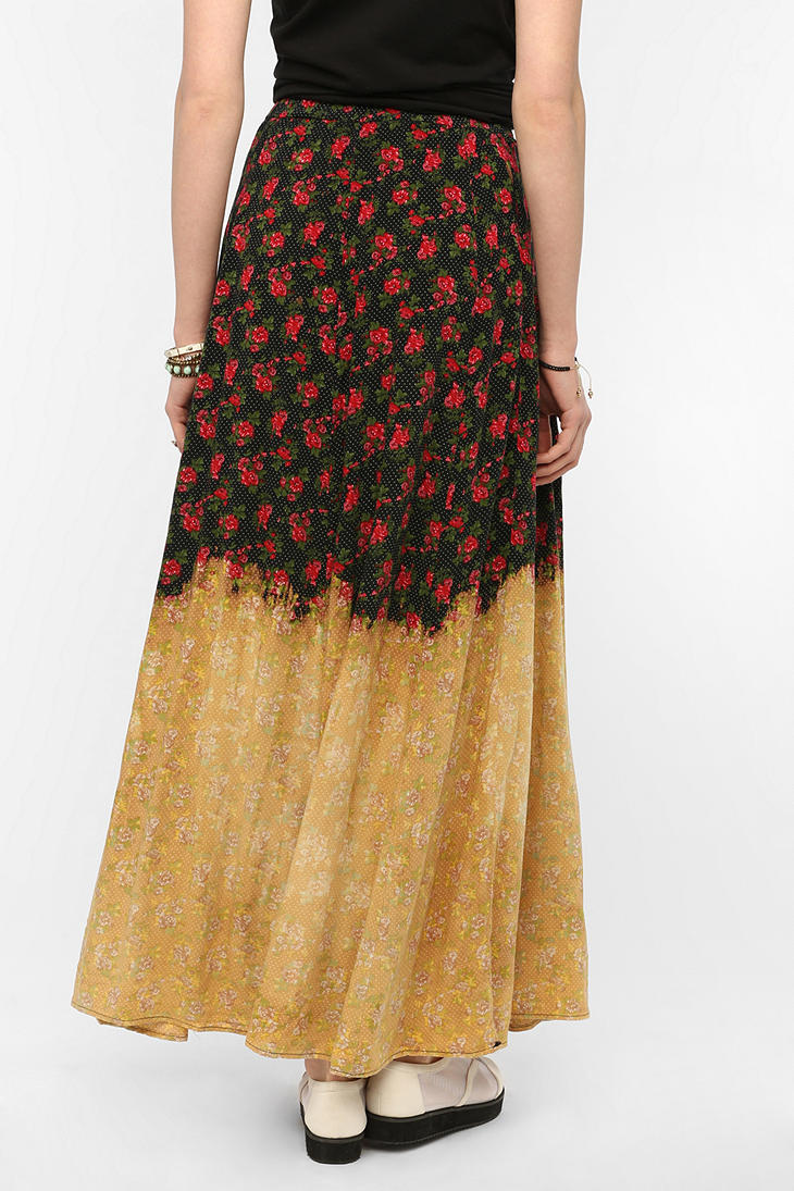 Urban Outfitters Bleach Dipped Maxi Skirt in Black - Lyst