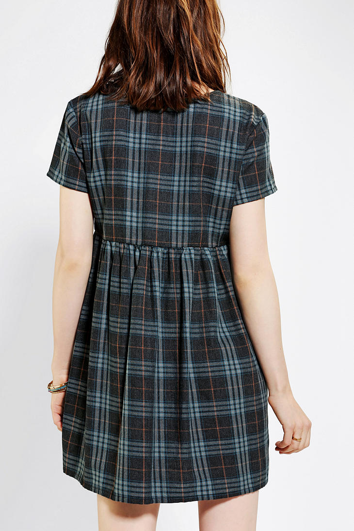 urban outfitters green plaid dress