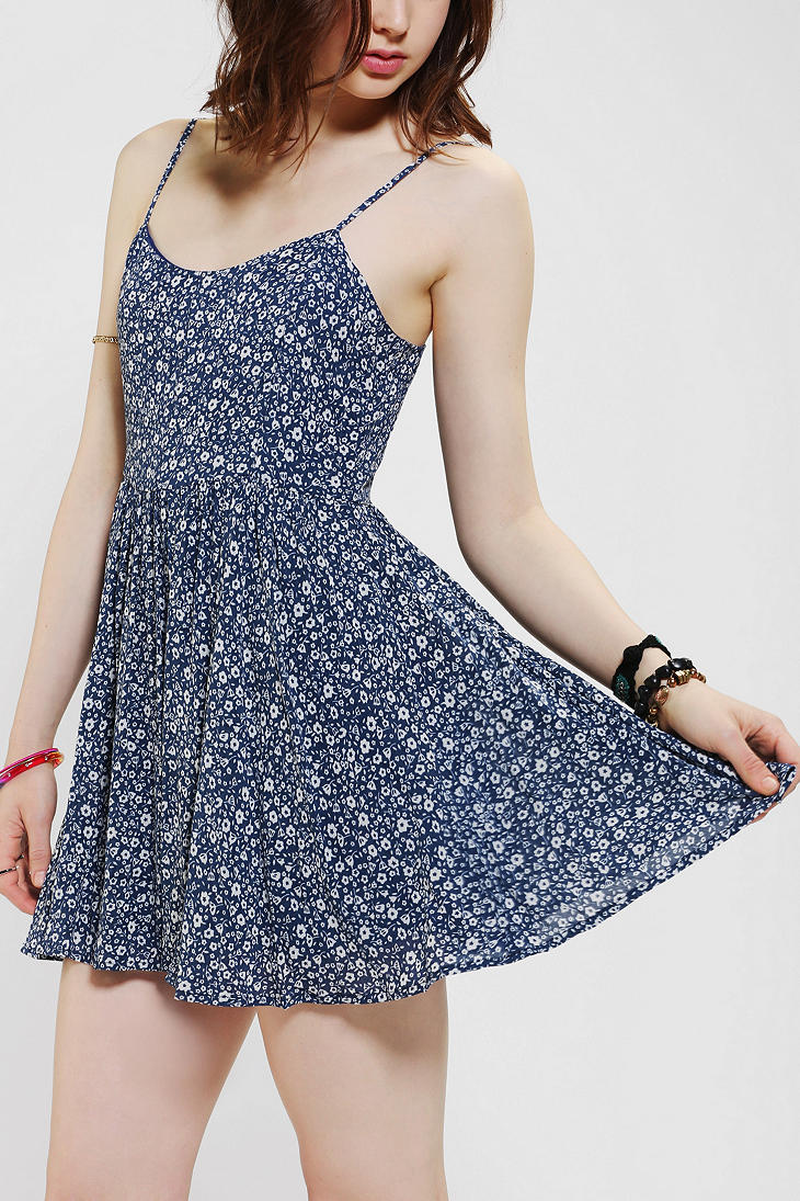 Urban Outfitters Lucca Couture Floral Babydoll Dress in Blue | Lyst