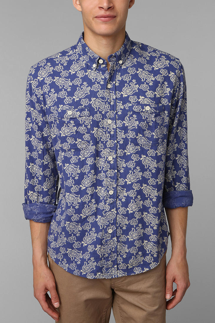 Urban Outfitters Stapleford Rips Paisley Flannel Shirt in Blue for Men |  Lyst