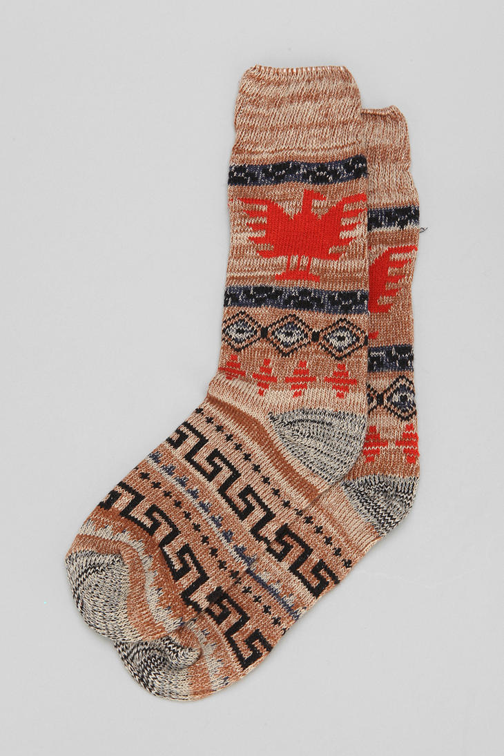 Lyst Urban Outfitters Southwest Camp Sock in Brown for Men