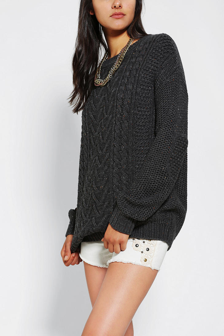 Urban Outfitters Bdg Fall For Cable knit Sweater in Dark Grey (Gray) - Lyst