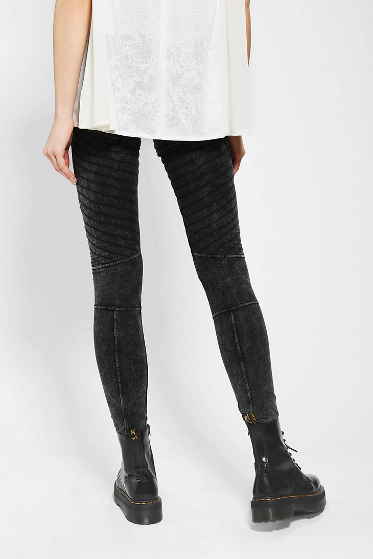 Sparkle Fade Acid Wash Moto Legging 