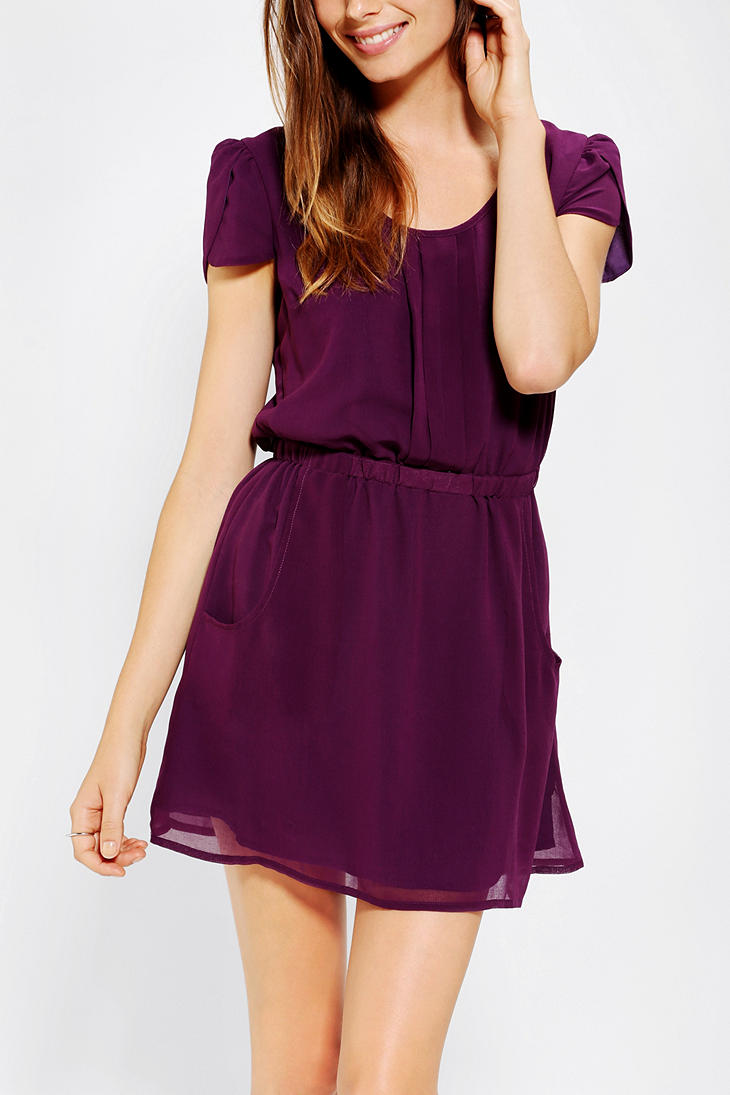 Lyst Urban Outfitters Pins and Needles Chiffon Slitback Dress in Purple