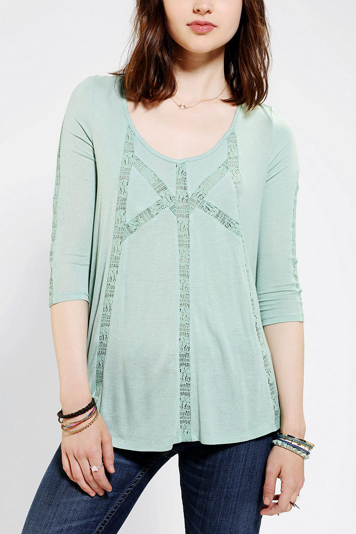 Urban Outfitters Kimchi Blue Lace Inset Frock Top in Green Lyst