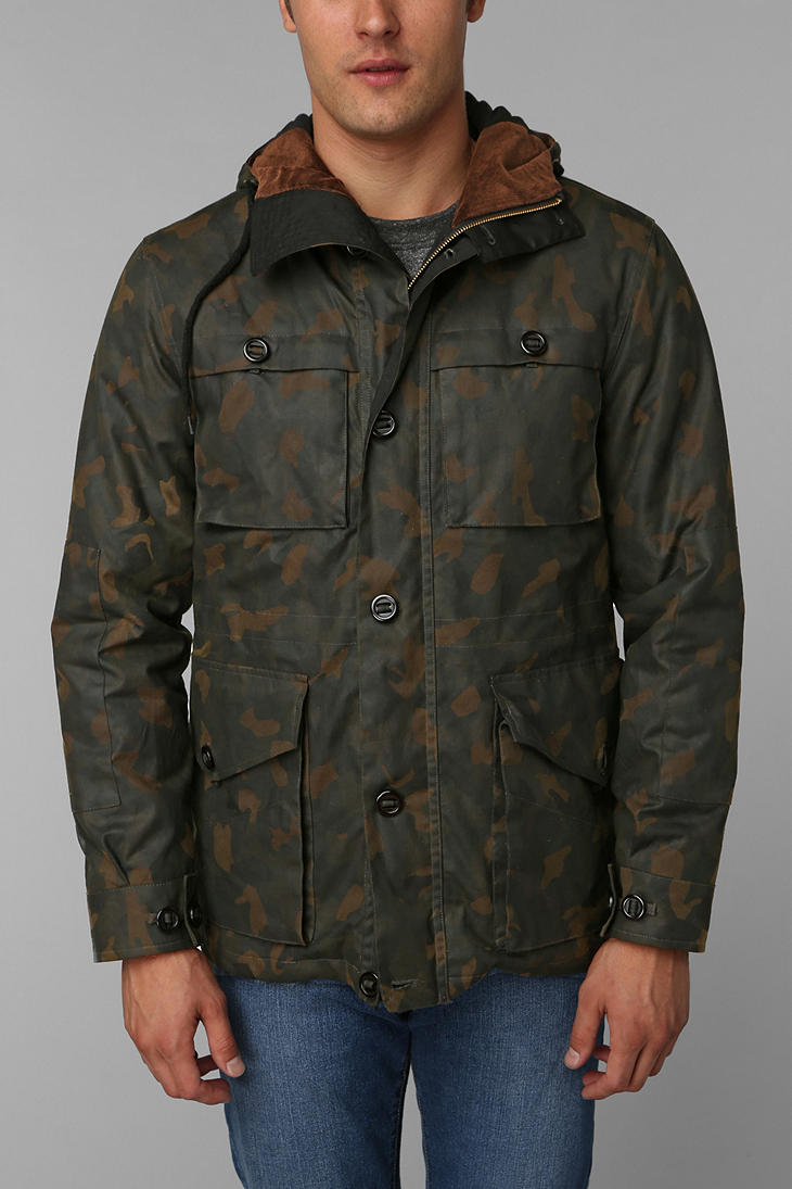 Lyst - Urban Outfitters Shades Of Grey Camo Waxed Jacket in Green for Men