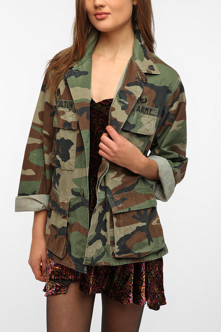 ASOS DESIGN camo worker jacket in green