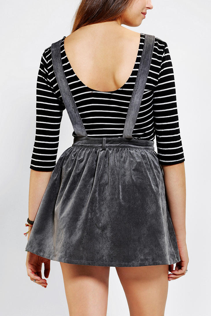 grey overall skirt